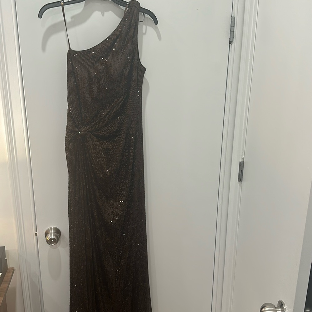 Charcoal brown sequenced gown size 8 Eliza J brand